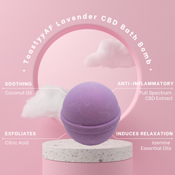 toastyy lavendaer cbd bath bomb infographic